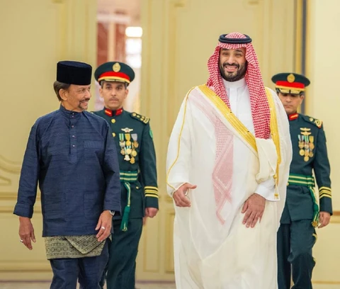 سمو سيدي ولي العهد يستقبل جلالة سلطان بروناي دار السلام في الديوان الملكي بجدة